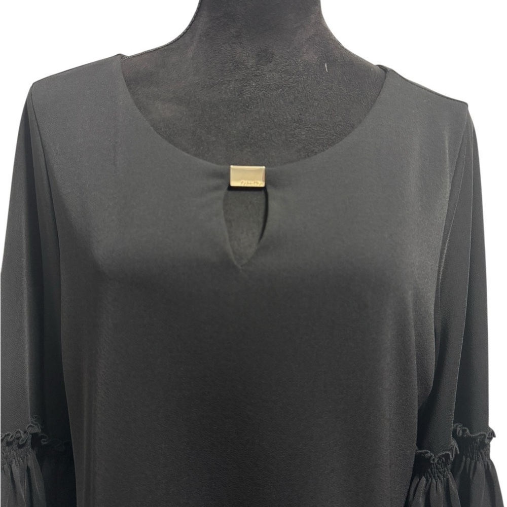 Calvin Klein Long Bell Sleeve Dress Black - Picture 3 of 8